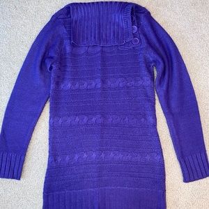 Long Purple Open Turtleneck Sweater